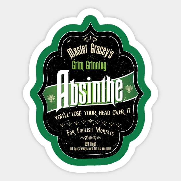 Master Gracey's Grim Grinning Absinthe Sticker by EnchantedTikiTees